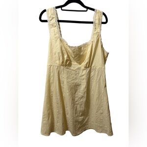 Butter Yellow Lace Trim Corset Summer Mini Dress